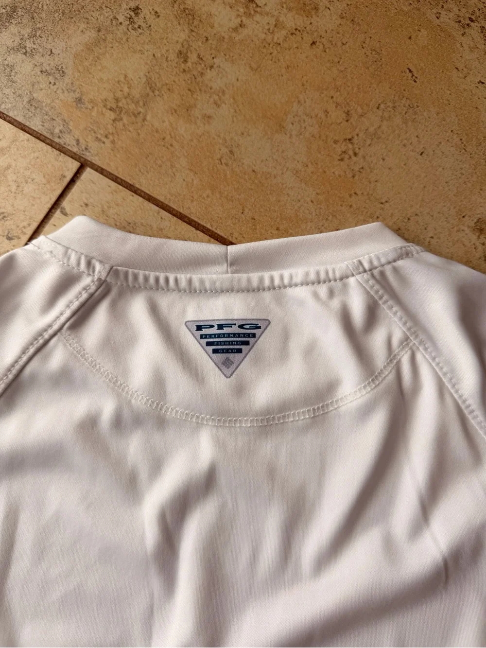 Columbia PFG Omni-Shade Fish American Flag Long Sleeve Shirt White S